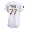Women's Los Angeles Dodgers ＃77 River Ryan Gold Limited White 2025 Collection Jersey