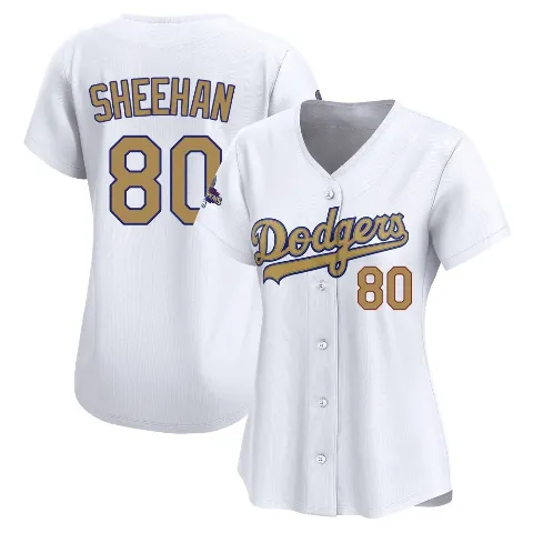 Women's Los Angeles Dodgers ＃80 Emmet Sheehan Gold Limited White 2025 Collection Jersey