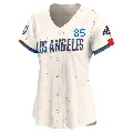 Women's Los Angeles Dodgers ＃85 Dustin May Cream Limited 2024 City Connect World Series Champions Jersey