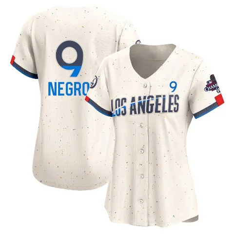 Women's Los Angeles Dodgers ＃9 Kristopher Negron Cream Limited 2024 City Connect World Series Champions Jersey