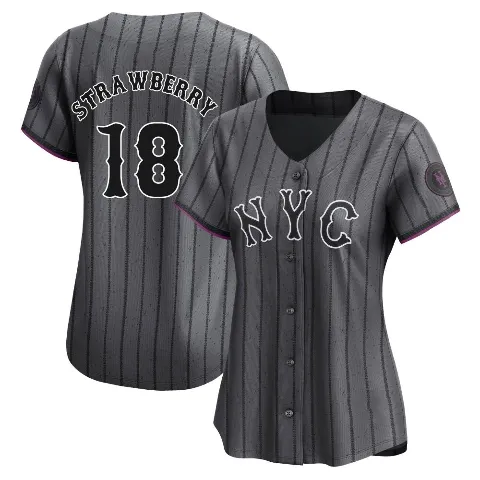 Women's New York Mets ＃18 Darryl Strawberry Limited Graphite 2024 City Connect Jersey