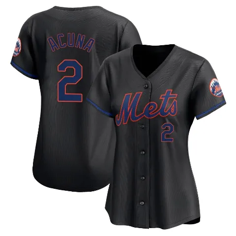 Women's New York Mets ＃2 Luisangel Acuna Black Limited Alternate Jersey