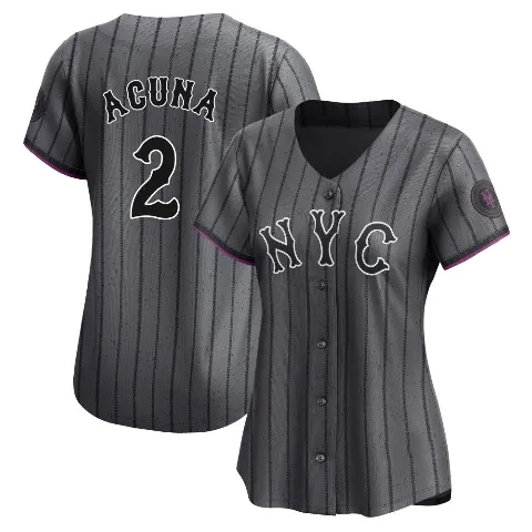 Women's New York Mets ＃2 Luisangel Acuna Limited Graphite 2024 City Connect Jersey
