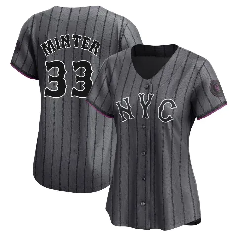 Women's New York Mets ＃33 A.J. Minter Limited Graphite 2024 City Connect Jersey