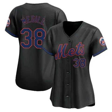 Women's New York Mets ＃38 Tylor Megill Black Limited Alternate Jersey