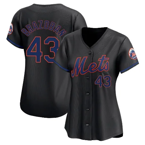 Women's New York Mets ＃43 Huascar Brazoban Black Limited Alternate Jersey