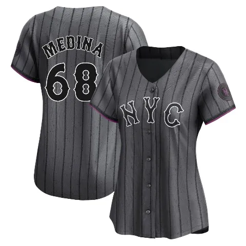 Women's New York Mets ＃68 Adonis Medina Limited Graphite 2024 City Connect Jersey