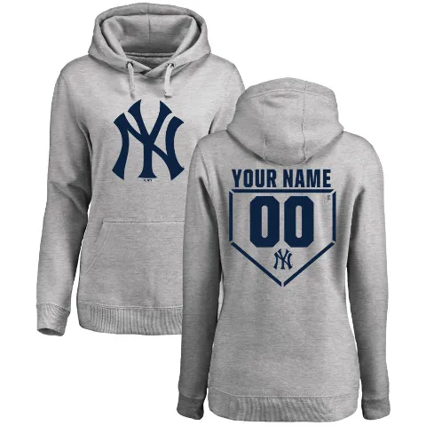 Women's New York Yankees ＃00 Custom Hoodie Gray Custom RBI Pullover Hoodie - Heathered