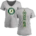 Women's Oakland Athletics ＃00 Custom T-Shirt Custom Backer Slim Fit T-Shirt - Ash