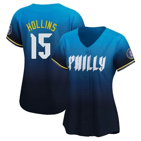 Women's Philadelphia Phillies ＃15 Dave Hollins Blue Limited 2024 City Connect Jersey