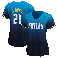 Women's Philadelphia Phillies ＃21 Garrett Stubbs Blue Limited 2024 City Connect Jersey