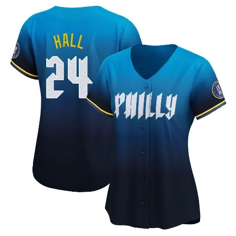Women's Philadelphia Phillies ＃24 Darick Hall Blue Limited 2024 City Connect Jersey