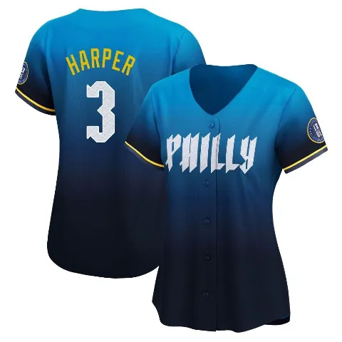 Women's Philadelphia Phillies ＃3 Bryce Harper Blue Limited 2024 City Connect Jersey