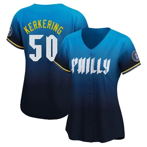 Women's Philadelphia Phillies ＃50 Orion Kerkering Blue Limited 2024 City Connect Jersey
