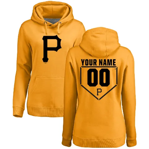 Women's Pittsburgh Pirates ＃00 Custom Hoodie Gold Custom RBI Pullover Hoodie -