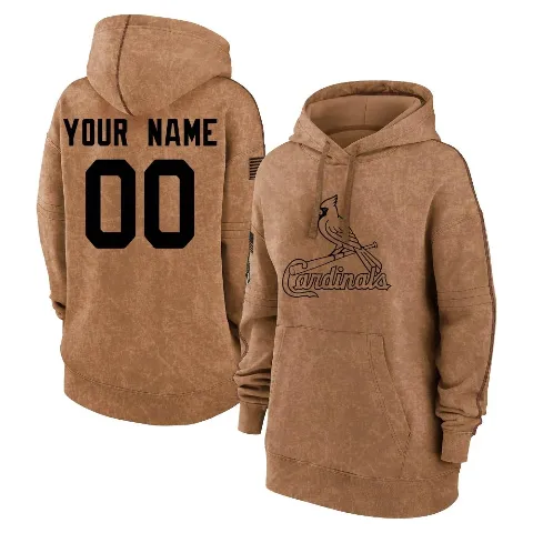 Women's San Diego Padres ＃00 Custom Hoodie Brown Custom 2023 Salute to Service Pullover Hoodie