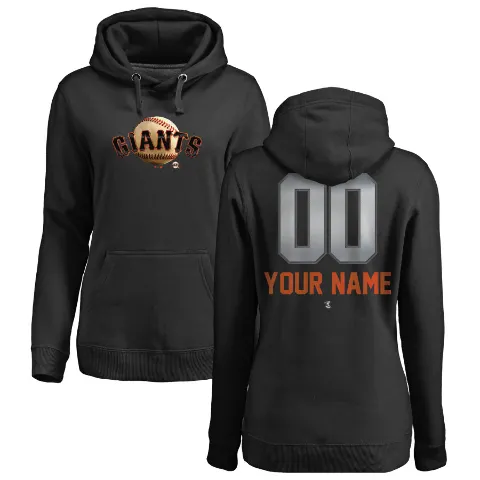 Women's San Francisco Giants ＃00 Custom Hoodie Black Custom Midnight Mascot Pullover Hoodie -