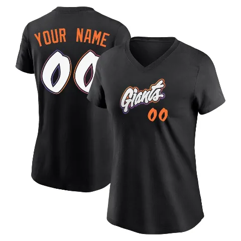 Women's San Francisco Giants ＃00 Custom T-Shirt Black Custom 2025 City Connect Fuse Name & Number T-Shirt