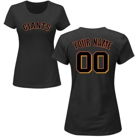 Women's San Francisco Giants ＃00 Custom T-Shirt Black Custom Roster Name & Number T-Shirt -