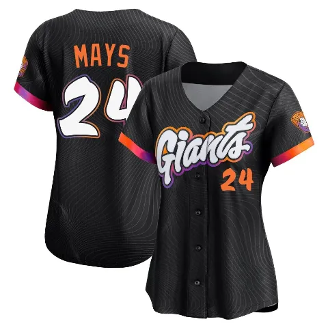 Women's San Francisco Giants ＃24 Willie Mays Anthracite Limited 2025 City Connect Jersey