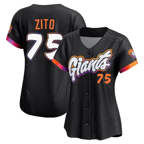 Women's San Francisco Giants ＃75 Barry Zito Anthracite Limited 2025 City Connect Jersey
