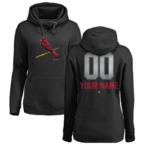 Women's St. Louis Cardinals ＃00 Custom Hoodie Black Custom Midnight Mascot Pullover Hoodie -