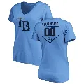 Women's Tampa Bay Rays ＃00 Custom T-Shirt Light Blue Custom RBI Slim Fit V-Neck T-Shirt -
