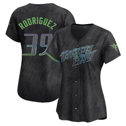 Women's Tampa Bay Rays ＃39 Manuel Rodriguez Charcoal Limited 2024 City Connect Jersey
