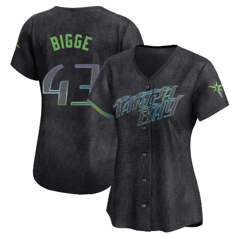Women's Tampa Bay Rays ＃43 Hunter Bigge Charcoal Limited 2024 City Connect Jersey