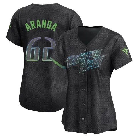 Women's Tampa Bay Rays ＃62 Jonathan Aranda Charcoal Limited 2024 City Connect Jersey