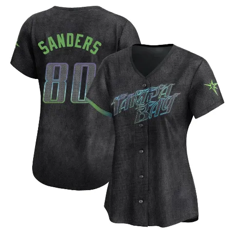 Women's Tampa Bay Rays ＃80 Phoenix Sanders Charcoal Limited 2024 City Connect Jersey