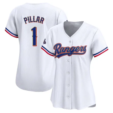 Women's Texas Rangers ＃1 Kevin Pillar Gold Limited White 2024 Collection Jersey