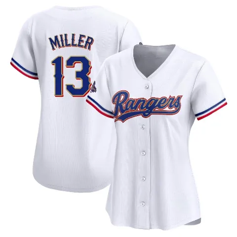 Women's Texas Rangers ＃13 Brad Miller Gold Limited White 2024 Collection Jersey