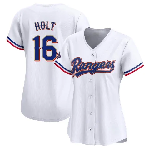 Women's Texas Rangers ＃16 Brock Holt Gold Limited White 2024 Collection Jersey