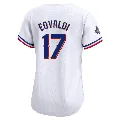 Women's Texas Rangers ＃17 Nathan Eovaldi Gold Limited White 2024 Collection Jersey