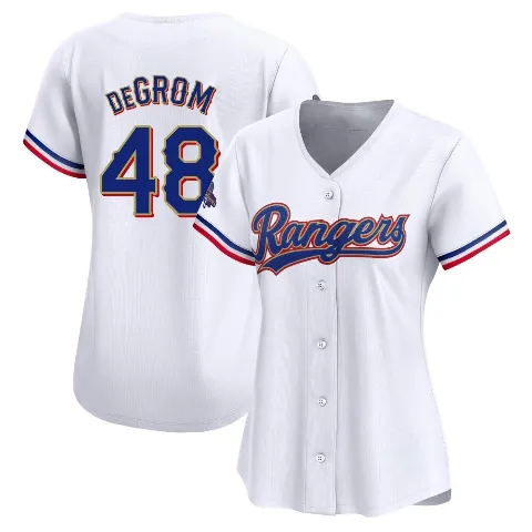 Women's Texas Rangers ＃48 Jacob deGrom Gold Limited White 2024 Collection Jersey