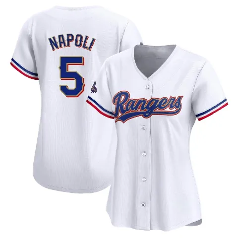 Women's Texas Rangers ＃5 Mike Napoli Gold Limited White 2024 Collection Jersey