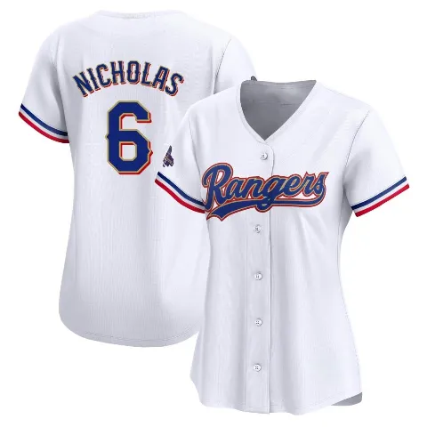 Women's Texas Rangers ＃6 Brett Nicholas Gold Limited White 2024 Collection Jersey