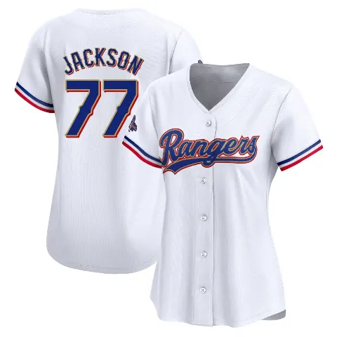 Women's Texas Rangers ＃77 Luke Jackson Gold Limited White 2024 Collection Jersey