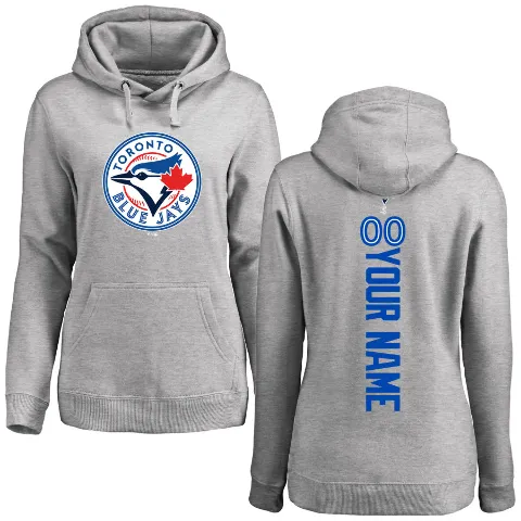 Women's Toronto Blue Jays ＃00 Custom Hoodie Ash Custom Backer Pullover Hoodie