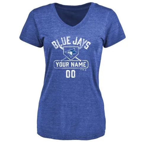 Women's Toronto Blue Jays ＃00 Custom T-Shirt Royal Custom Base Runner Tri-Blend T-Shirt -