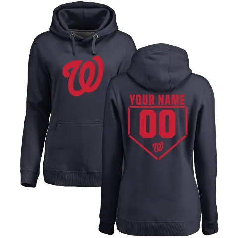 Women's Washington Nationals ＃00 Custom Hoodie Navy Custom RBI Pullover Hoodie -
