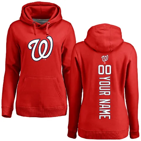 Women's Washington Nationals ＃00 Custom Hoodie Red Custom Backer Pullover Hoodie