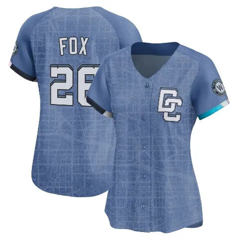 Women's Washington Nationals ＃26 Lucius Fox Blue Limited 2025 City Connect Jersey