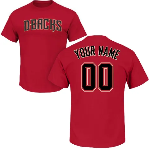 Youth Arizona Diamondbacks ＃00 Custom T-Shirt Custom Roster Name & Number T-Shirt - Crimson