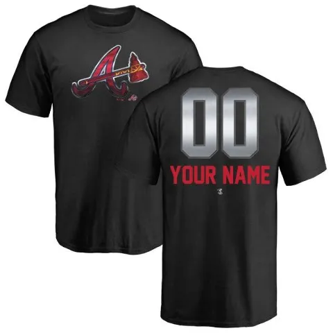 Youth Atlanta Braves ＃00 Custom T-Shirt Black Custom Midnight Mascot T-Shirt -