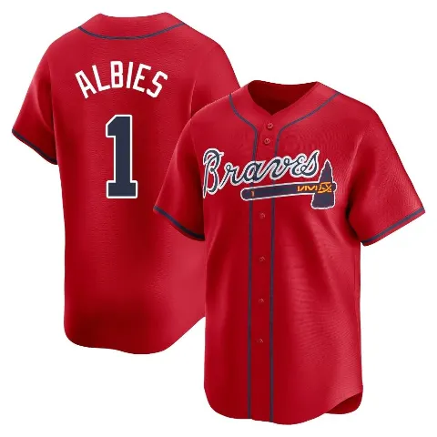 Youth Atlanta Braves ＃1 Ozzie Albies Red Limited Alternate Jersey