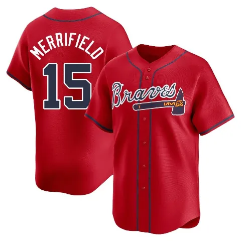 Youth Atlanta Braves ＃15 Whit Merrifield Red Limited Alternate Jersey