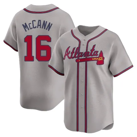 Youth Atlanta Braves ＃16 Brian McCann Gray Limited Away Jersey
