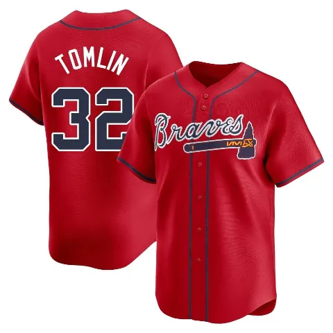 Youth Atlanta Braves ＃32 Josh Tomlin Red Limited Alternate Jersey